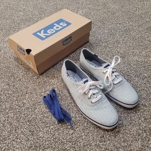 Keds Navy and White Pinstripe Sneakers